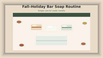 Autumn shelf with bar soaps and a folded towel for a simple routine