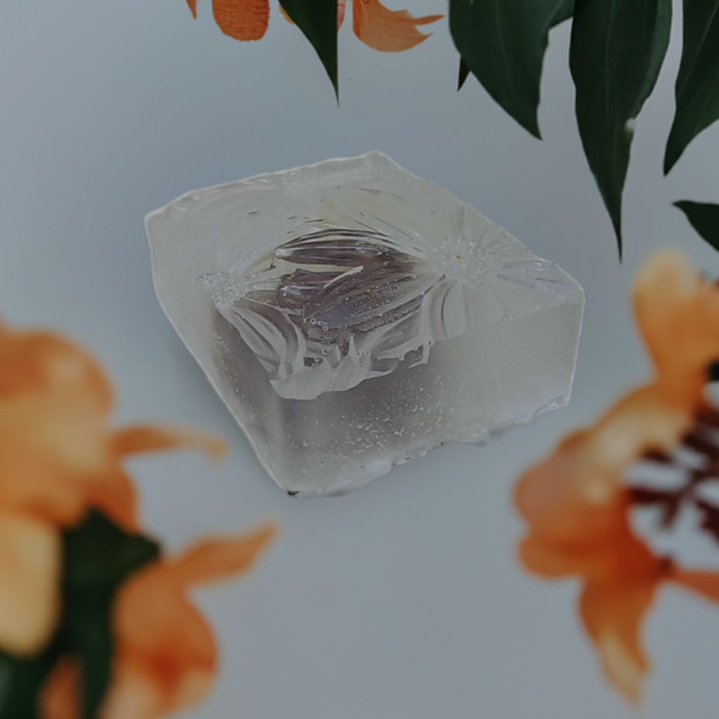 a piece of ice sitting on top of a table