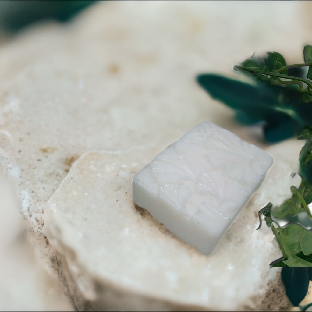 a piece of soap sitting on top of a rock