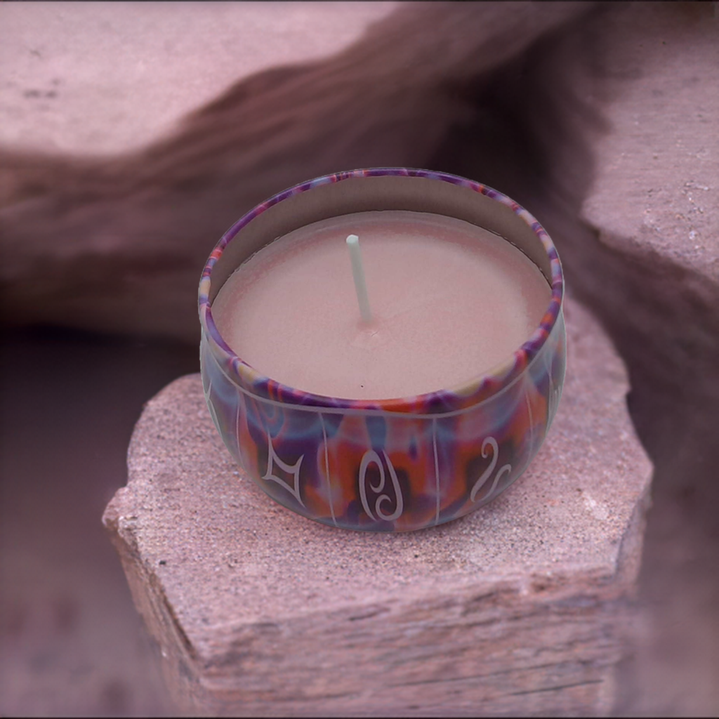 a candle that is sitting on a rock