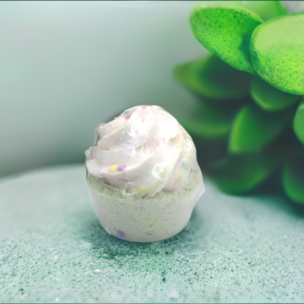 a close up of a cupcake on a table