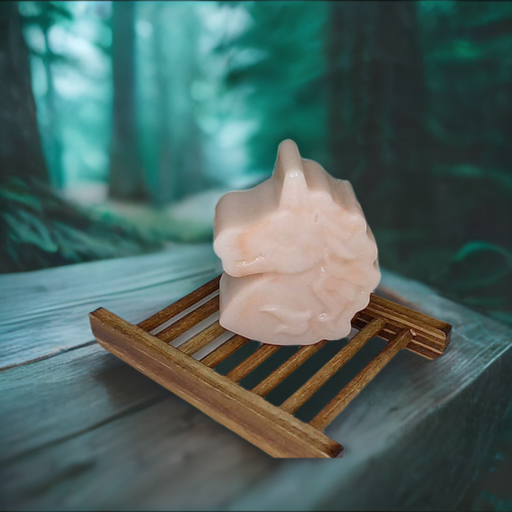 a soap bar sitting on top of a wooden table