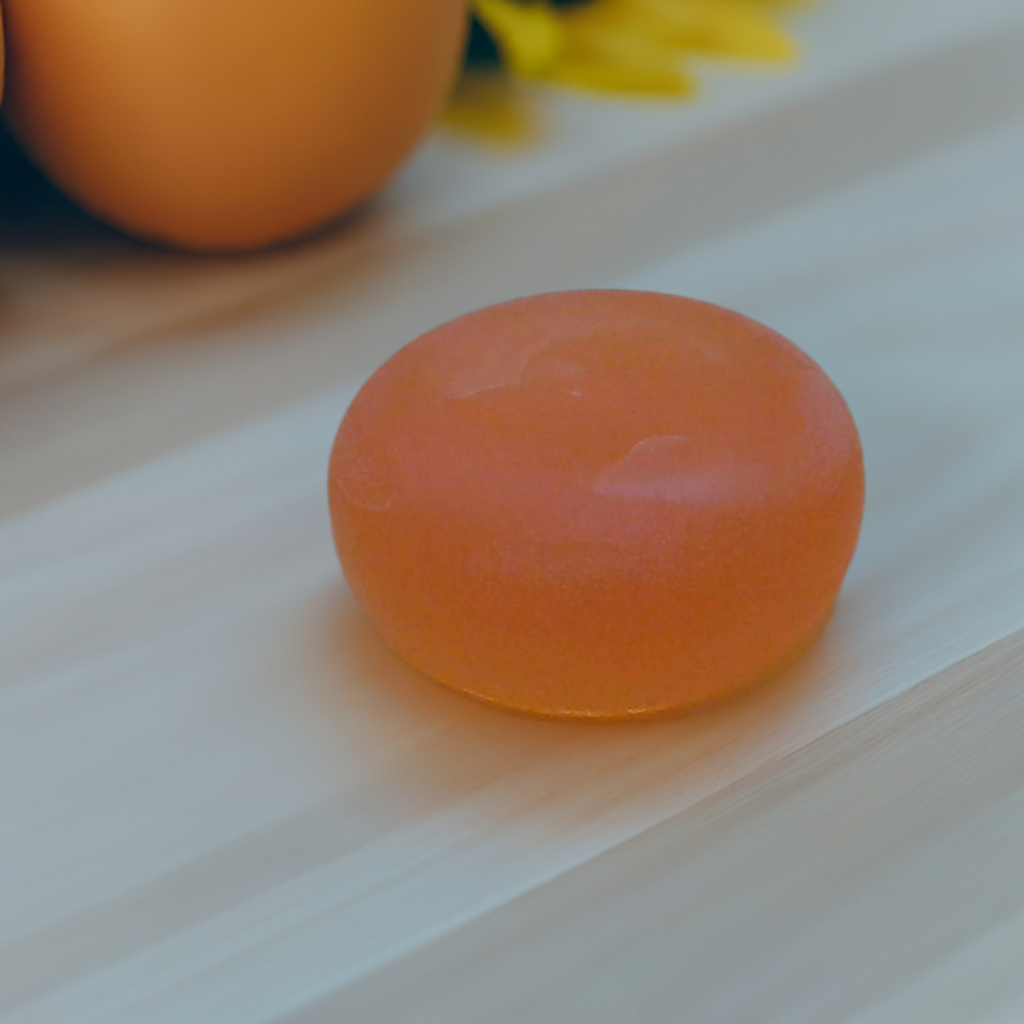 a close up of an orange on a table