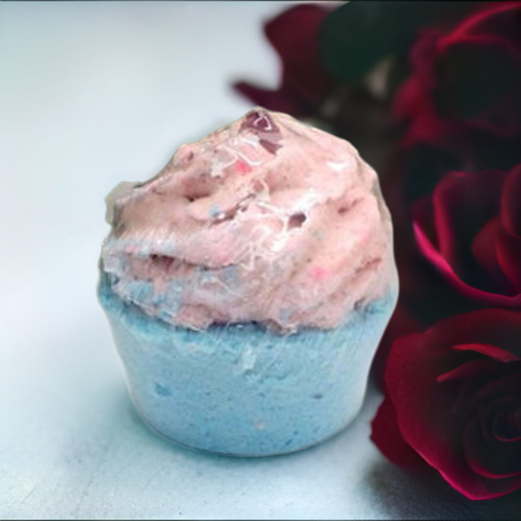 a close up of a cupcake on a table