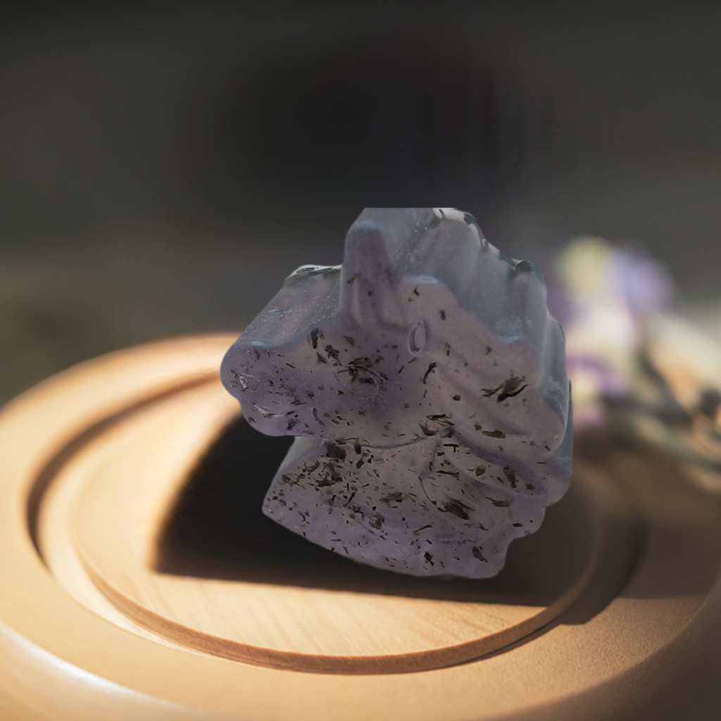 a soap sitting on top of a wooden table