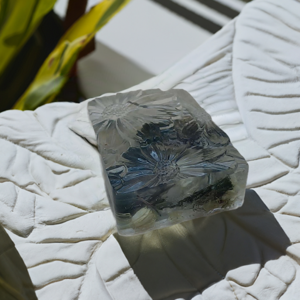 Organic Soap sitting on top of a table