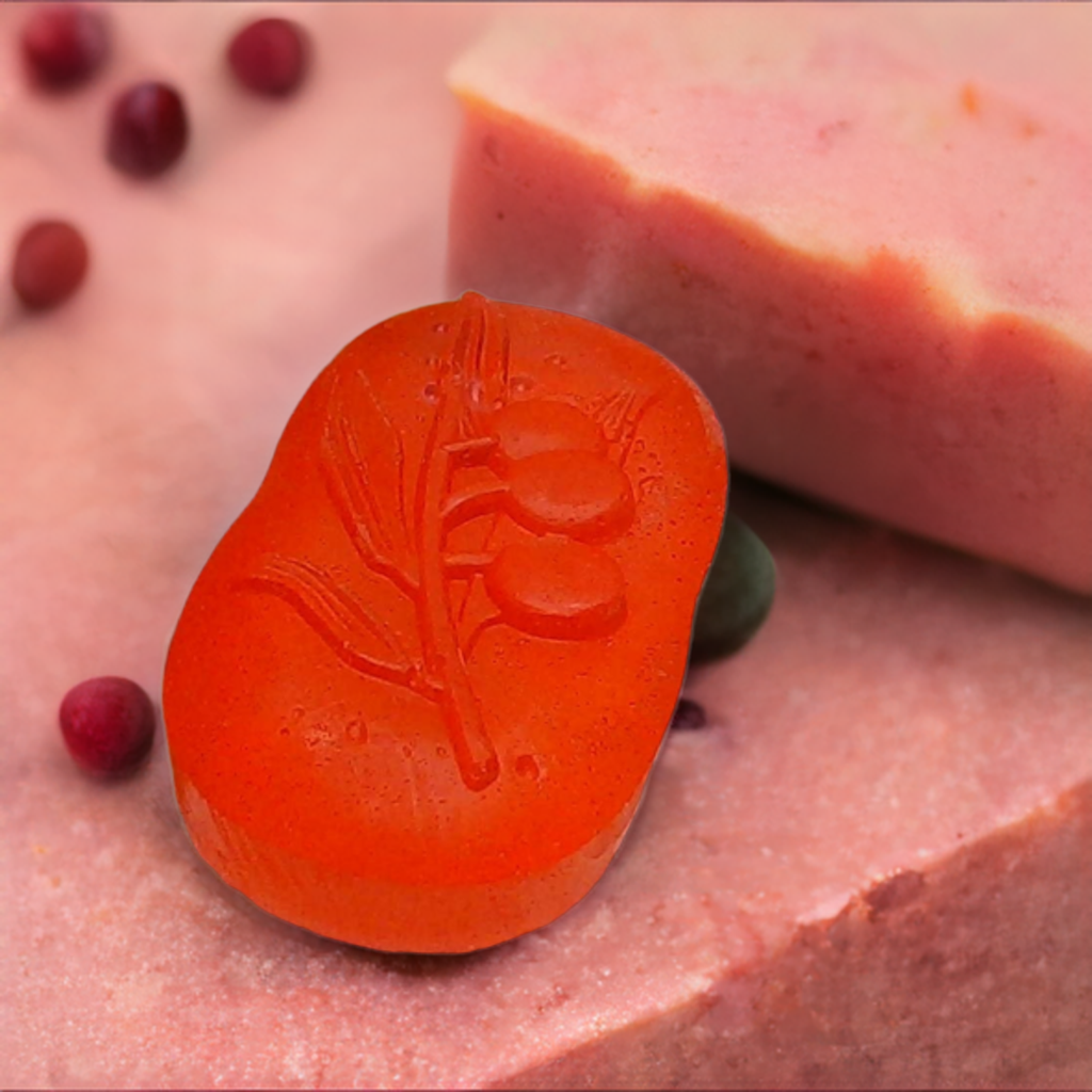 a close up of a soap on a table