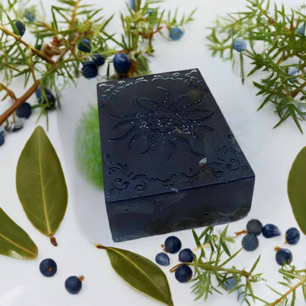 a black soap sitting on top of a table